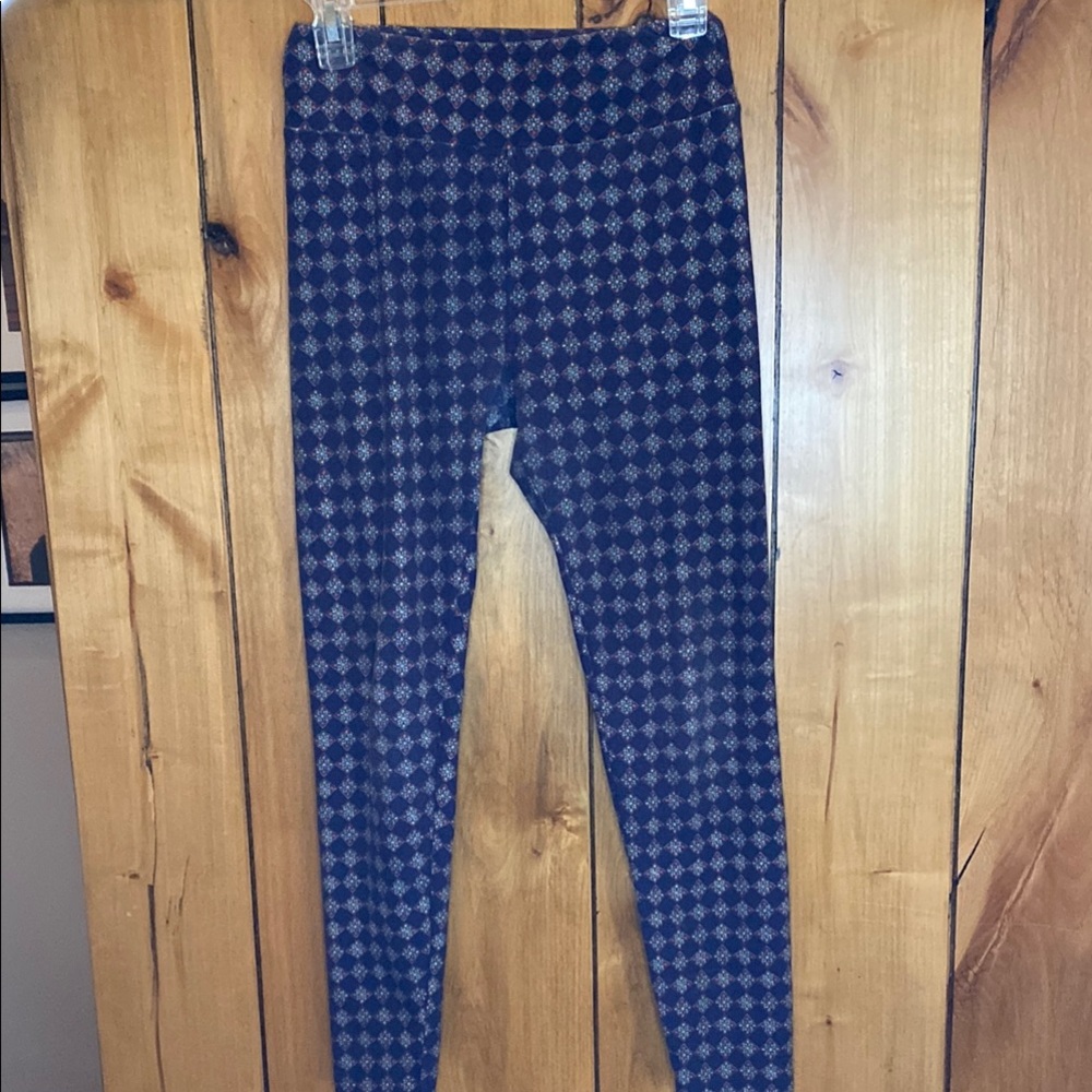 LuLaRoe Blue and Black Checkered Leggings
